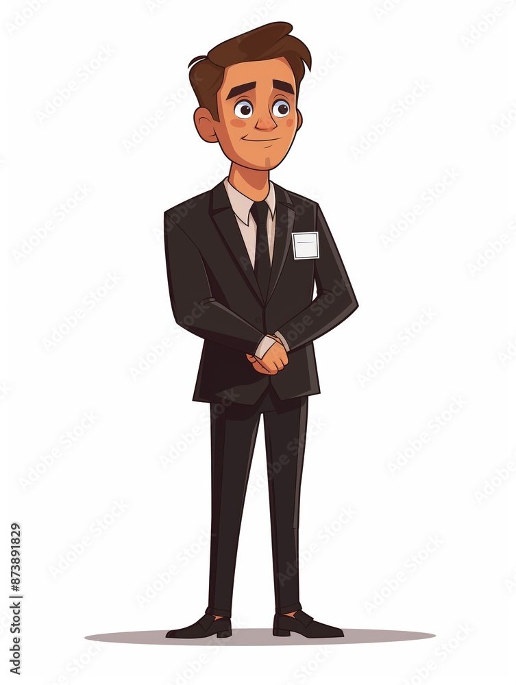 Hotel Manager male, Full body character, Vector illustration, Clip art, Hospitality and Tourism, isolated on white background 