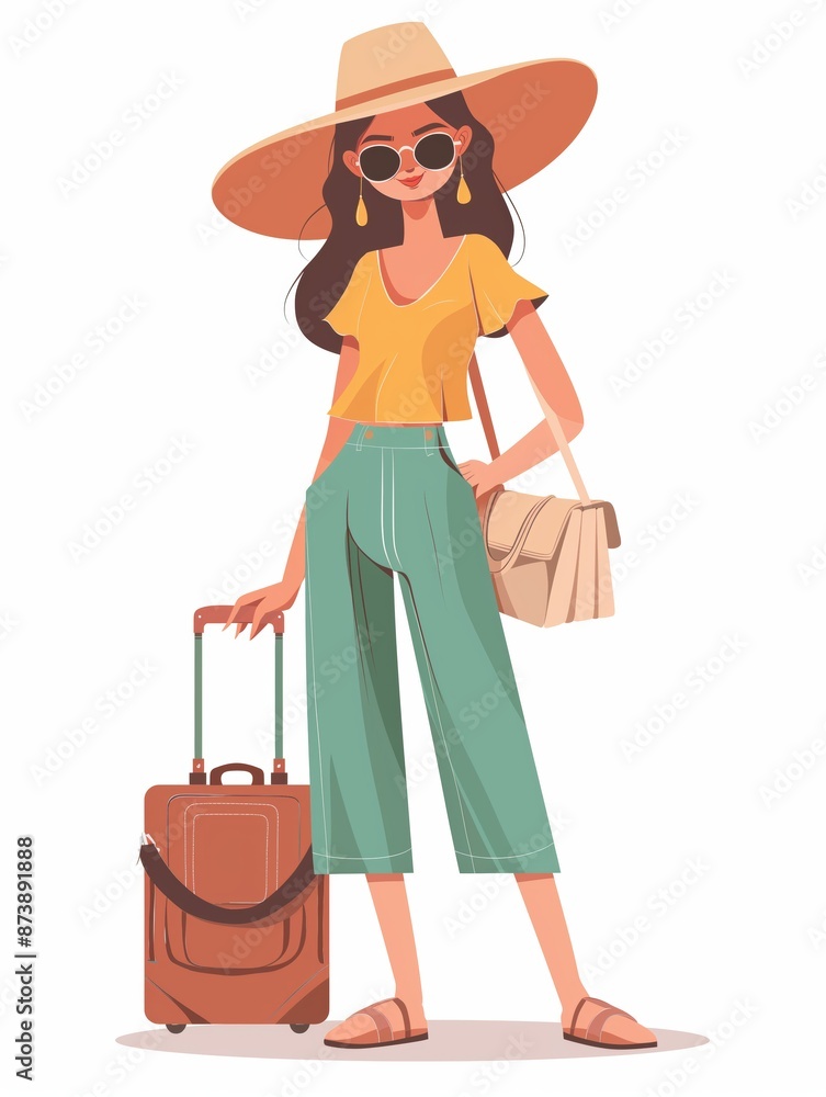 Travel Agent female, Full body character, Vector illustration, Clip art, Hospitality and Tourism, isolated on white background 