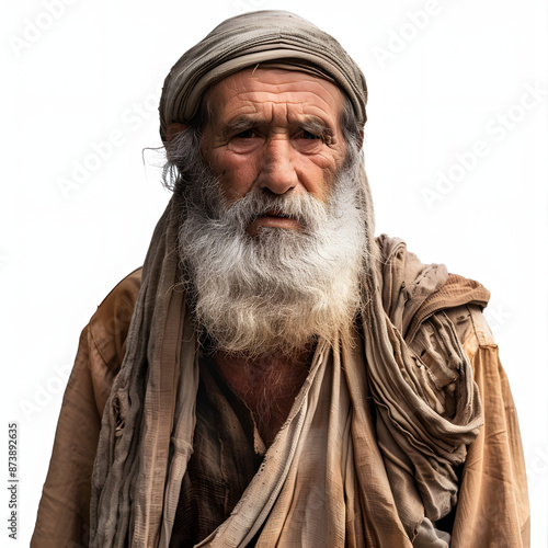 an elderly hebrew man from ancient israel during bible times isolated on white background, png photo