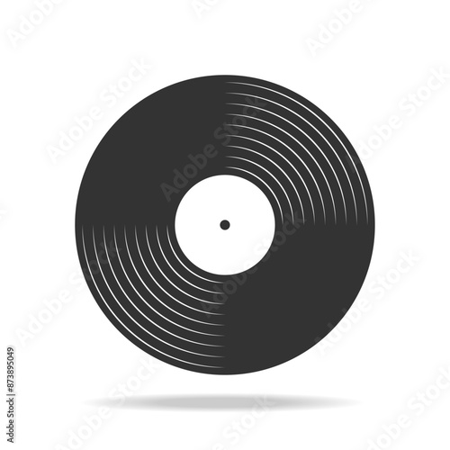 Vinyl music record graphic icon. Vinyl plate sign isolated on white background. Vector illustration