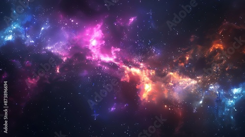 Cosmic Symphony: Vibrant Nebula in Deep Space with Stars and Gas Clouds © Thavesak