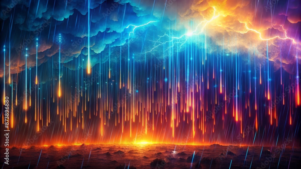 Vibrant animated heavy rain downpour depicted in textured dynamic lines on a dark mysterious black background conveying intense stormy weather. Vibrant animated heavy rain downpour depicted in textured dynamic lines on a dark mysterious black background conveying intense stormy weather.