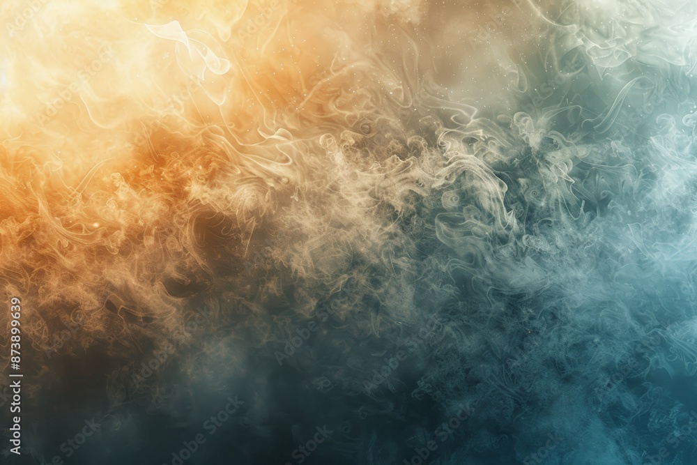 Fototapeta premium Surreal close-up of illuminated smog particles showcasing vibrant colors and intricate textures in sunlight.