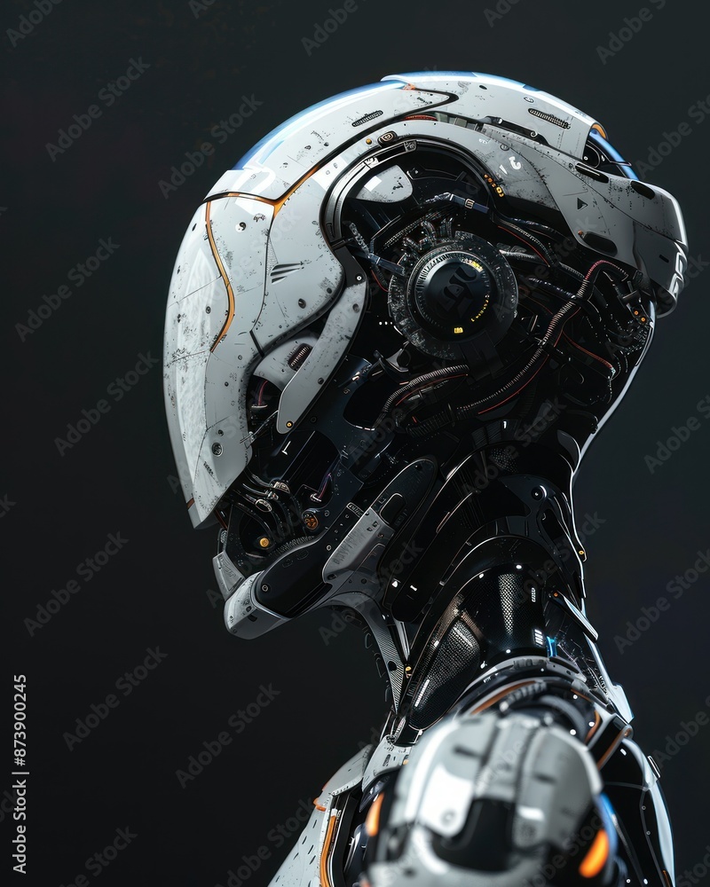 Futuristic Robotic Head Close-Up Futuristic Robotic Head Close-Up