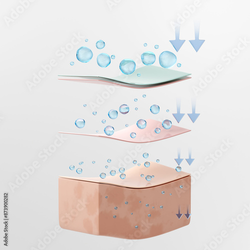 Quadro su tela Hyaluronic molecules from skin serum absorption to deep layer by skin cell