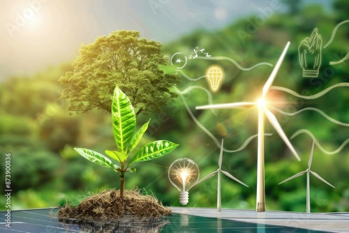 Green Energy Concept with Natural Backdrop