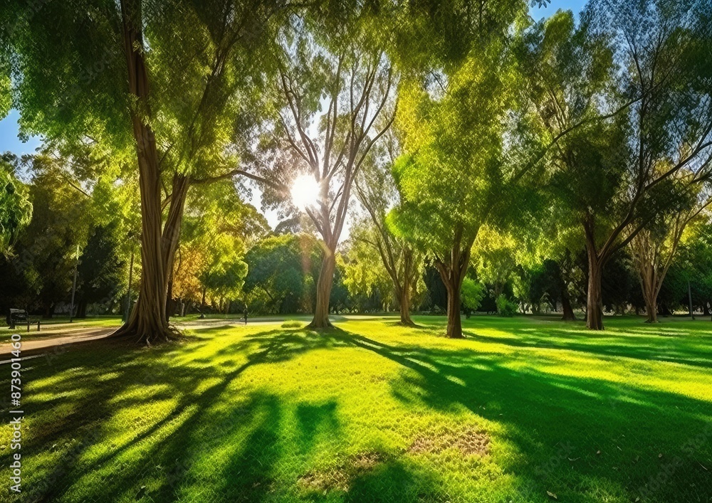 Fototapeta premium Beautiful sunrise in the place with green scenery 