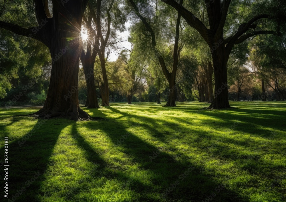 Obraz premium Beautiful sunrise in the place with green scenery 