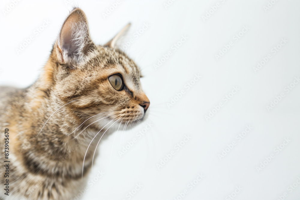 Obraz premium Cat Posing on White Background with Blank Space