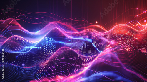 Sleek Design Elements with Neon Waveforms