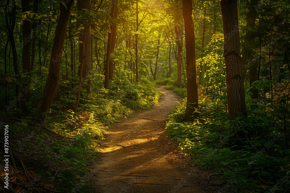 Picture of summer day green forest landscape AI generative Picture of summer day green forest landscape AI generative