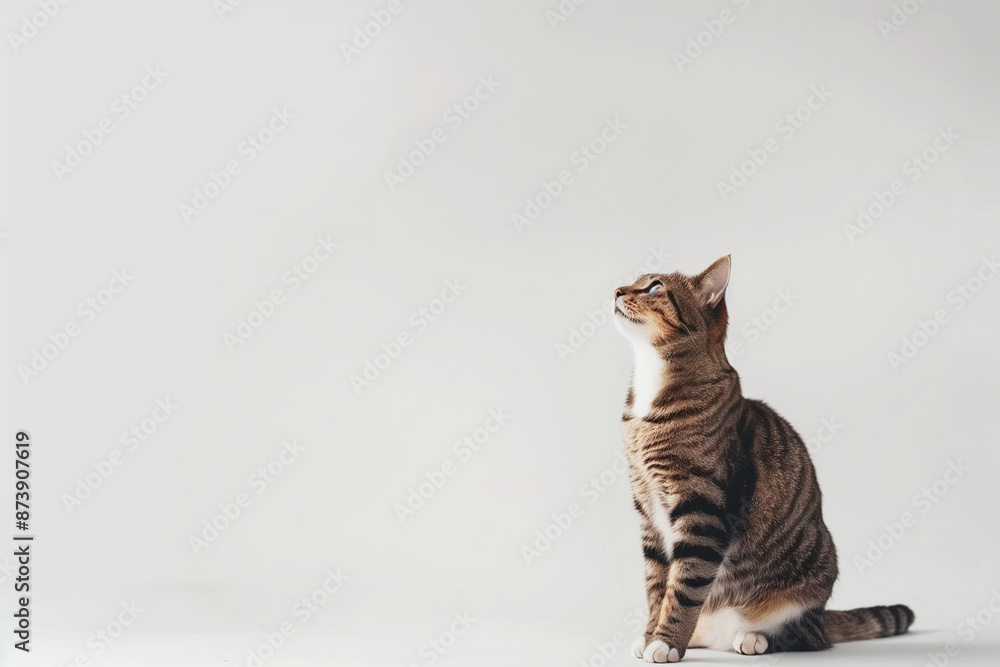 Obraz premium Cat Posing on White Background with Blank Space