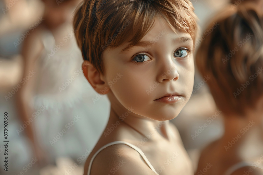 Generative AI picture of beautiful children preparing ballet dance school performance in stage ballroom gown Generative AI picture of beautiful children preparing ballet dance school performance in stage ballroom gown