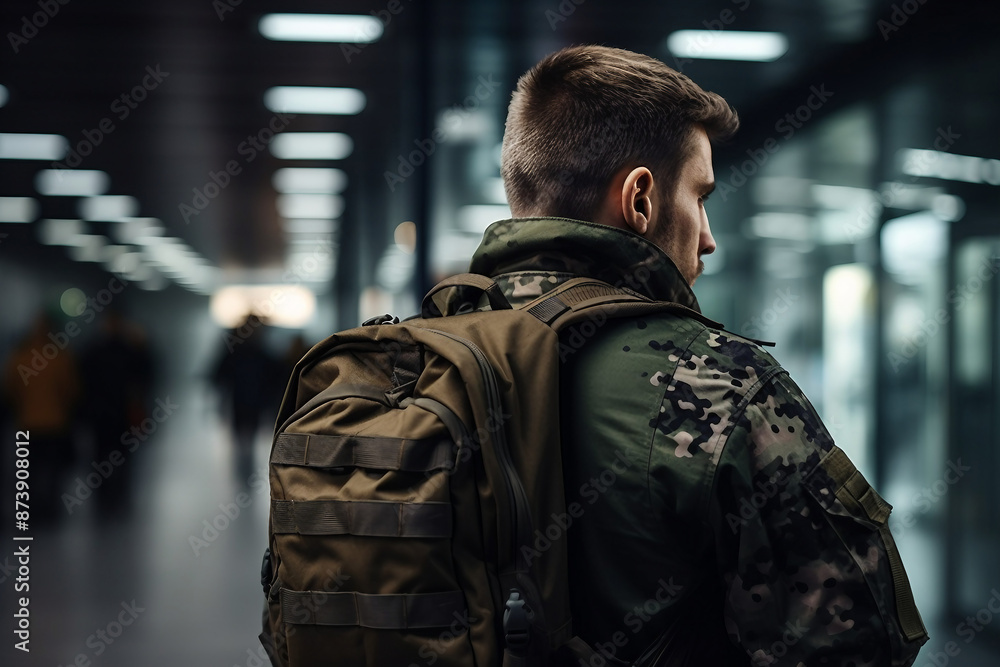 Generative AI illustration of soldier in uniform in the army Generative AI illustration of soldier in uniform in the army