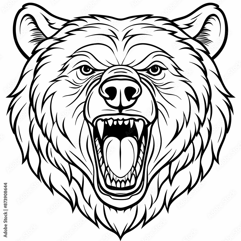 Obraz premium roaring gorilla head vector, simple line, good for mascot and coloring page