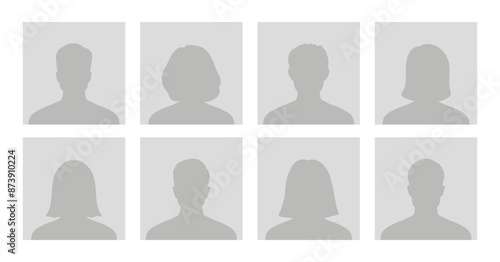 Default avatar profile icon. Gray placeholder. Man and woman