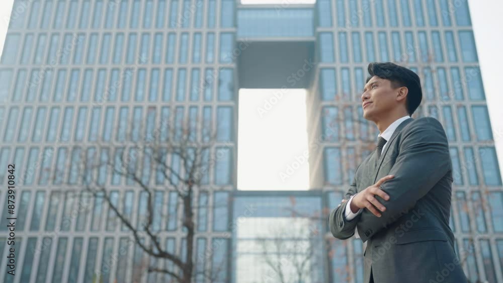 Confident businessman looking at view Confident businessman looking at view