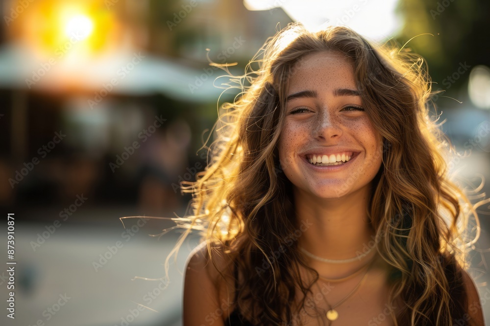 Portrait of a Happy caucasian young student female looking at camera enjoying with a perfect white teeth. Portrait of a joyful and adorable teenage brunette woman Portrait of a Happy caucasian young student female looking at camera enjoying with a perfect white teeth. Portrait of a joyful and adorable teenage brunette woman