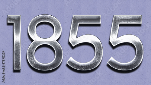 3D Chrome number design of 1855 on purple wall.