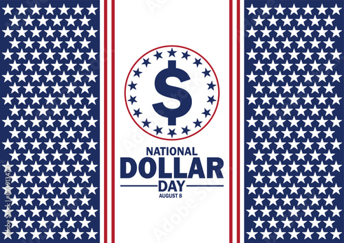 National Dollar Day wallpaper with shapes and typography, banner, card, poster, template. National Dollar Day, background