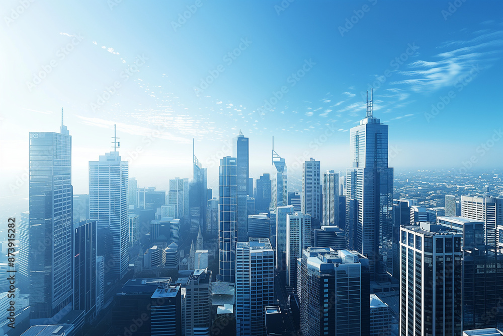 Skyline of Urban Financial District Under Blue Skies Skyline of Urban Financial District Under Blue Skies
