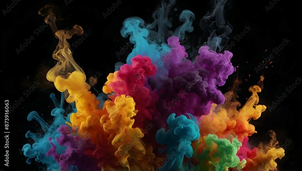 Black background with smoke in spotlight, vibrant, Colorful gradient splash, hd, 4k, high-quality, highly detailed, photorealistic, RAW, high quality, dynamic lighting, sharp focus, ultra realistic, m Black background with smoke in spotlight, vibrant, Colorful gradient splash, hd, 4k, high-quality, highly detailed, photorealistic, RAW, high quality, dynamic lighting, sharp focus, ultra realistic, m