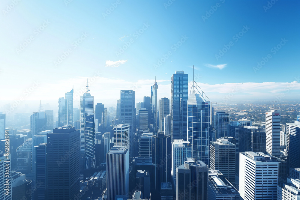 Skyline of Urban Financial District Under Blue Skies Skyline of Urban Financial District Under Blue Skies