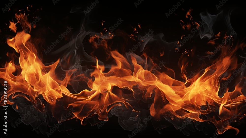 Vivid Flames Dancing Against the Dark Background Vivid Flames Dancing Against the Dark Background