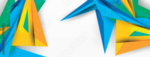 Minimal geometric abstract background. Low poly dynamic triangle design. Trendy techno business template for wallpaper, banner, background or landing