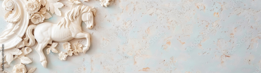 Obraz premium 3D Relief Horse Background Wallpaper, Close-up Realistic, High Resolution 4096px Height
