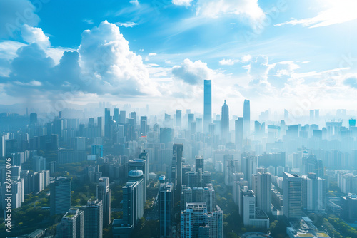 Wallpaper Mural Skyline of Urban Financial District Under Blue Skies Torontodigital.ca