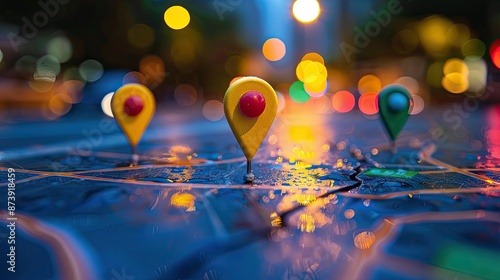 Local SEO Conceptual Photography with Map and Location Markers for Business Placement