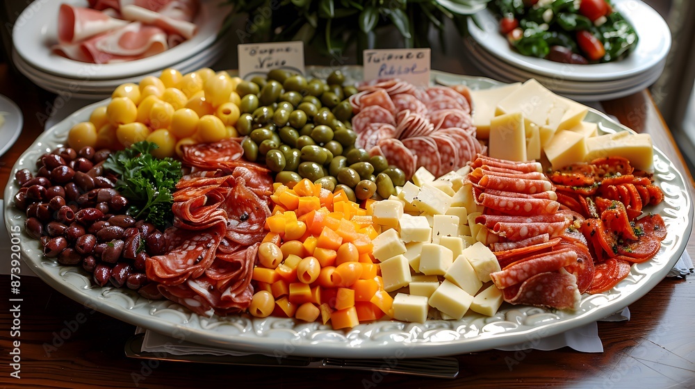 Appetizer Platter with Various Meats, Cheeses, and Olives Appetizer Platter with Various Meats, Cheeses, and Olives