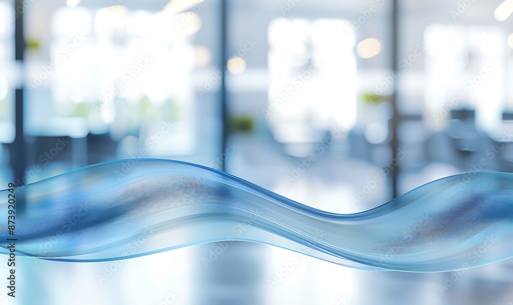 Abstract Blue Wave in Modern Office Setting Abstract Blue Wave in Modern Office Setting