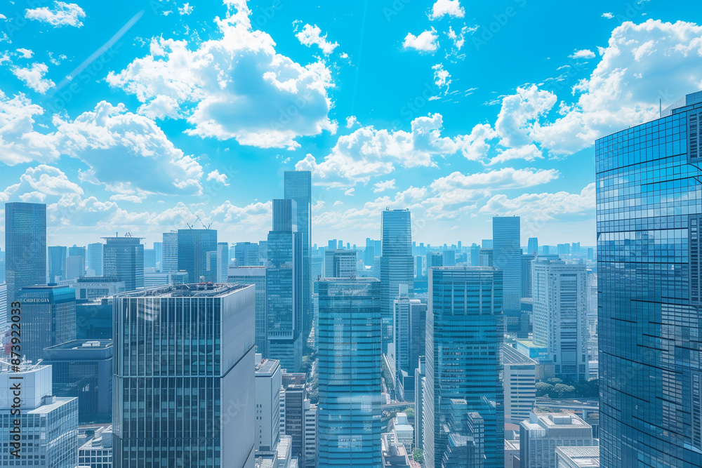 High-Rise Office Buildings in the Financial District with Blue Sky High-Rise Office Buildings in the Financial District with Blue Sky