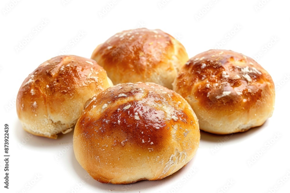 Fresh Baked Rolls. Baker's Delight: Golden Dinner Rolls with Yeast on White Background Fresh Baked Rolls. Baker's Delight: Golden Dinner Rolls with Yeast on White Background