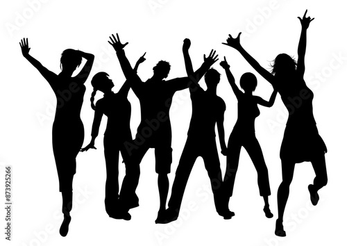 Silhouettes of people dancing on a white background 