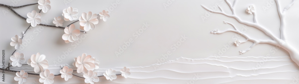 3D white tree wallpaper mural on wall, AI generated 3D white tree wallpaper mural on wall, AI generated