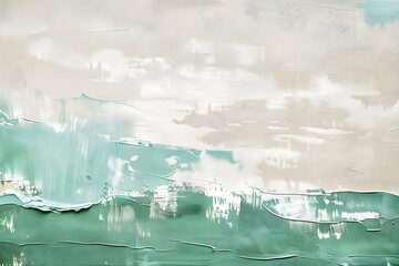 Wandcirkels Japandi stijl Japandi muntgroen wit beige abstract  © john