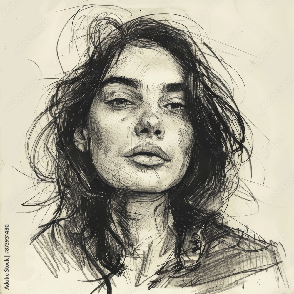 pencil sketchy style of a young woman pencil sketchy style of a young woman