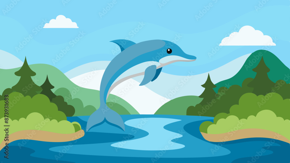 Dolphin jumping in the river vector illustration Dolphin jumping in the river vector illustration