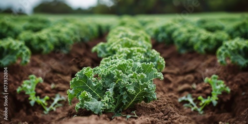 Wallpaper Mural Kale Garden. Farming and Cultivation of Kale in Countryside Field Torontodigital.ca