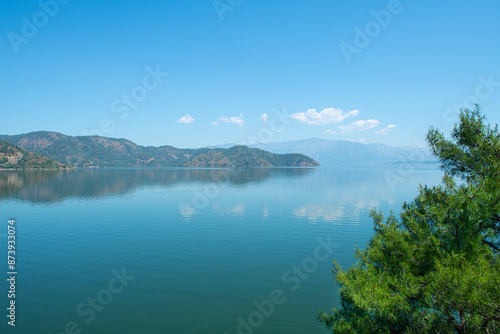 Bay views from green forests. View from the forest to the sea. Magnificent views from the forest to the sea. Magnificent bays of Muğla. © osman