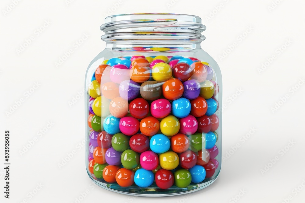 Candy Jar. Deliciously Sweet and Colorful Candies in Abundance on White Background Candy Jar. Deliciously Sweet and Colorful Candies in Abundance on White Background