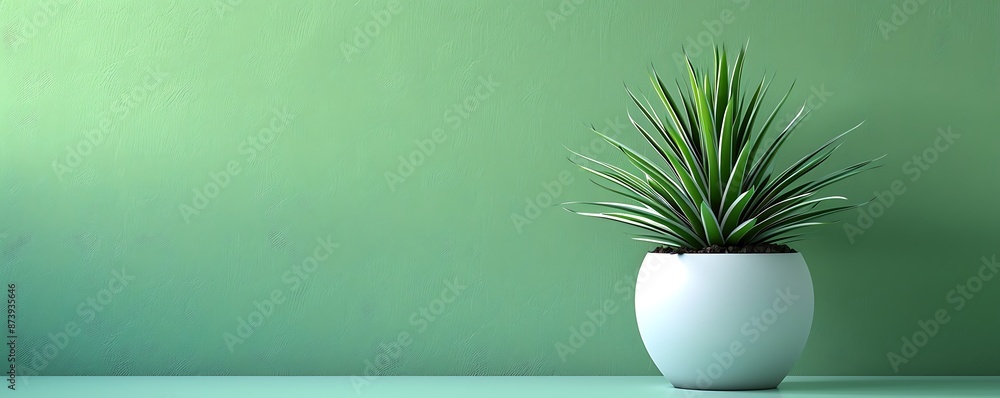 Minimal plant in a sleek white pot against a bright green background, capturing modern interior simplicity. Minimal plant in a sleek white pot against a bright green background, capturing modern interior simplicity.