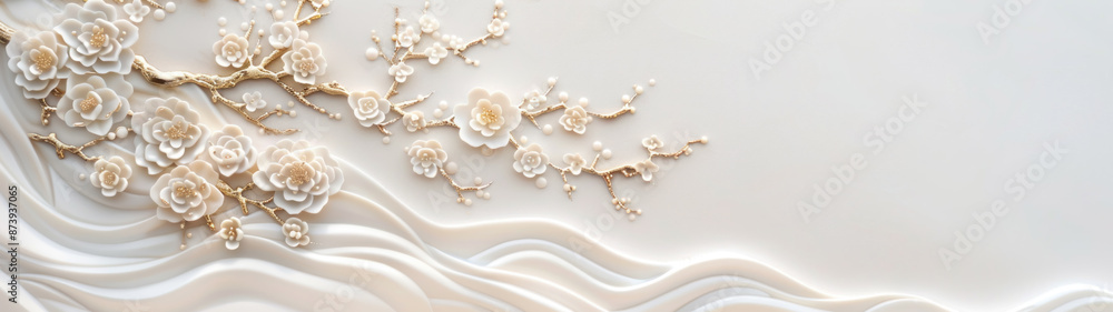 Obraz premium Close-up of volumetric stucco design depicting a textured pattern in neutral colors