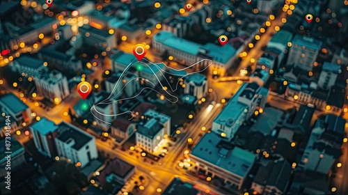 Overhead City Map with Pinned Local Businesses Highlighting SEO and Google Maps