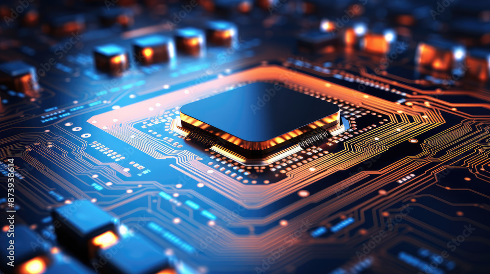 Obraz premium Close-up of electronic circuit board. Technology and science background.,, generative ai