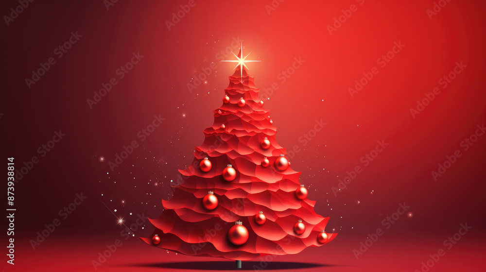 Merry Christmas and happy new year greeting red background, generative ai Merry Christmas and happy new year greeting red background, generative ai