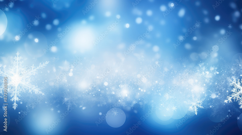 Shining blue blur Christmas background with snowflake, generative ai Shining blue blur Christmas background with snowflake, generative ai